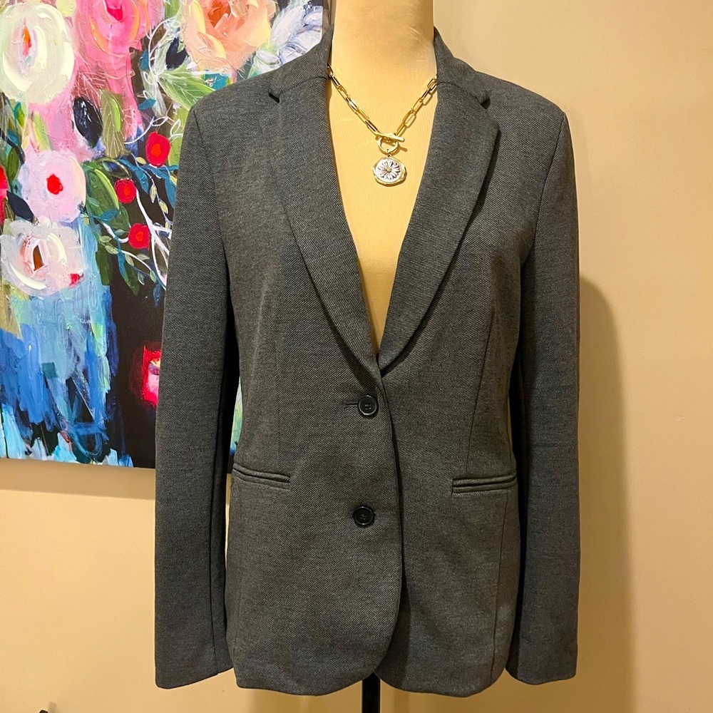 Gap Medium Grey 2 Button Stretch Blazer, Size 4 - image 1